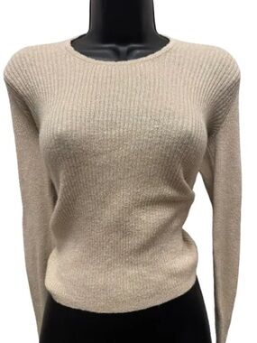 Ribbed Crewneck Sweater Top - Cream
